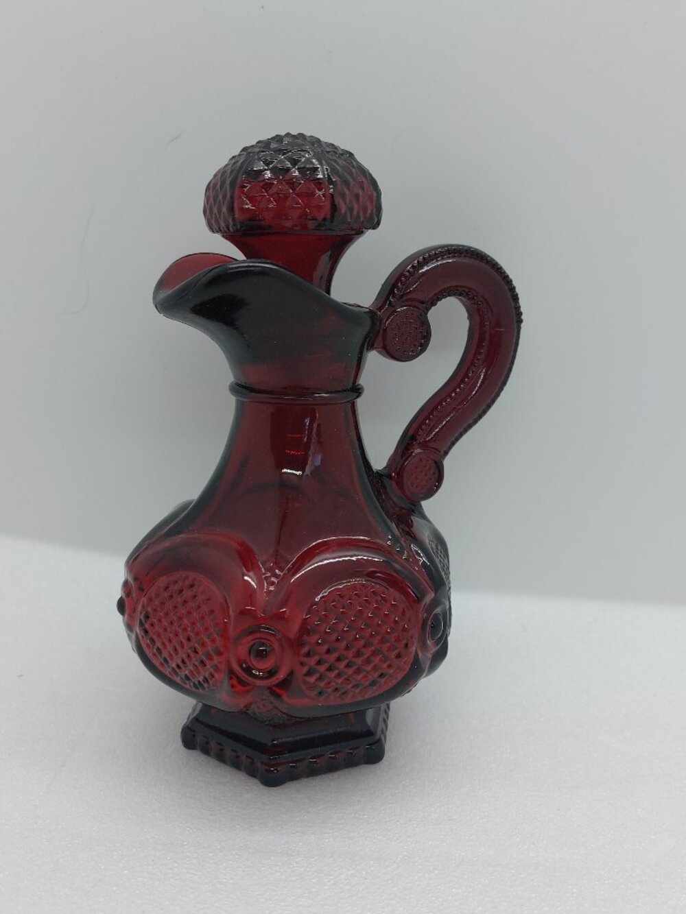 Vintage Avon Ruby Red Cape Cod 1876 Collection Glass Cruet With Stopper